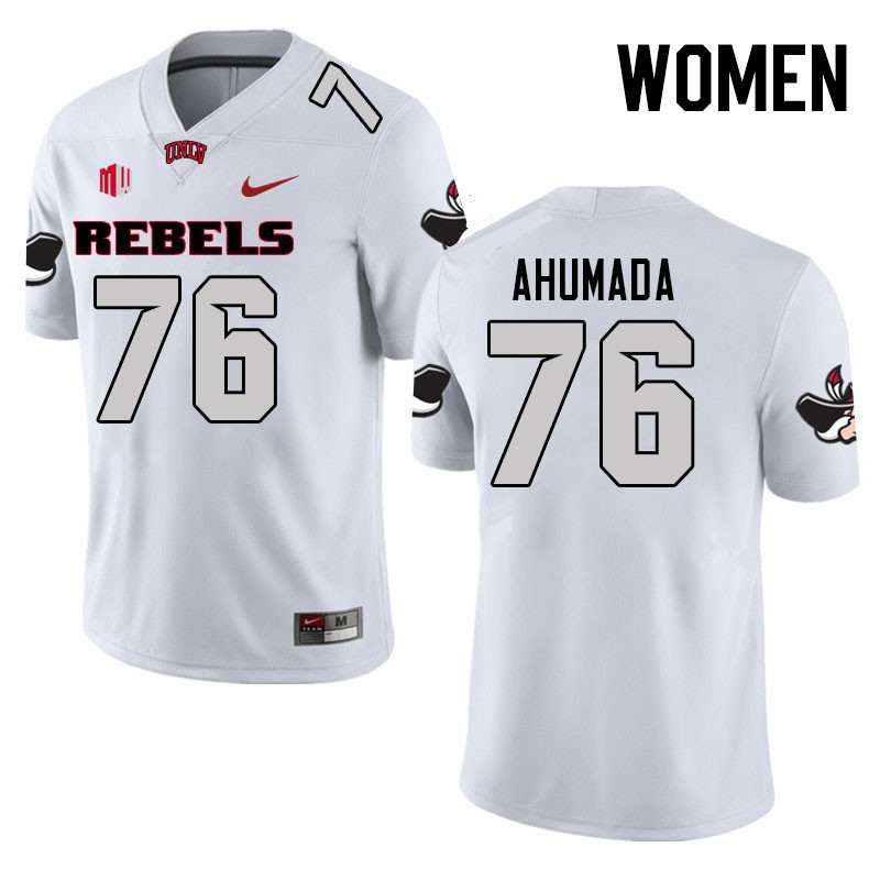 Women #76 Jacob Ahumada UNLV Rebels College Football Jerseys Stitched Sale-White